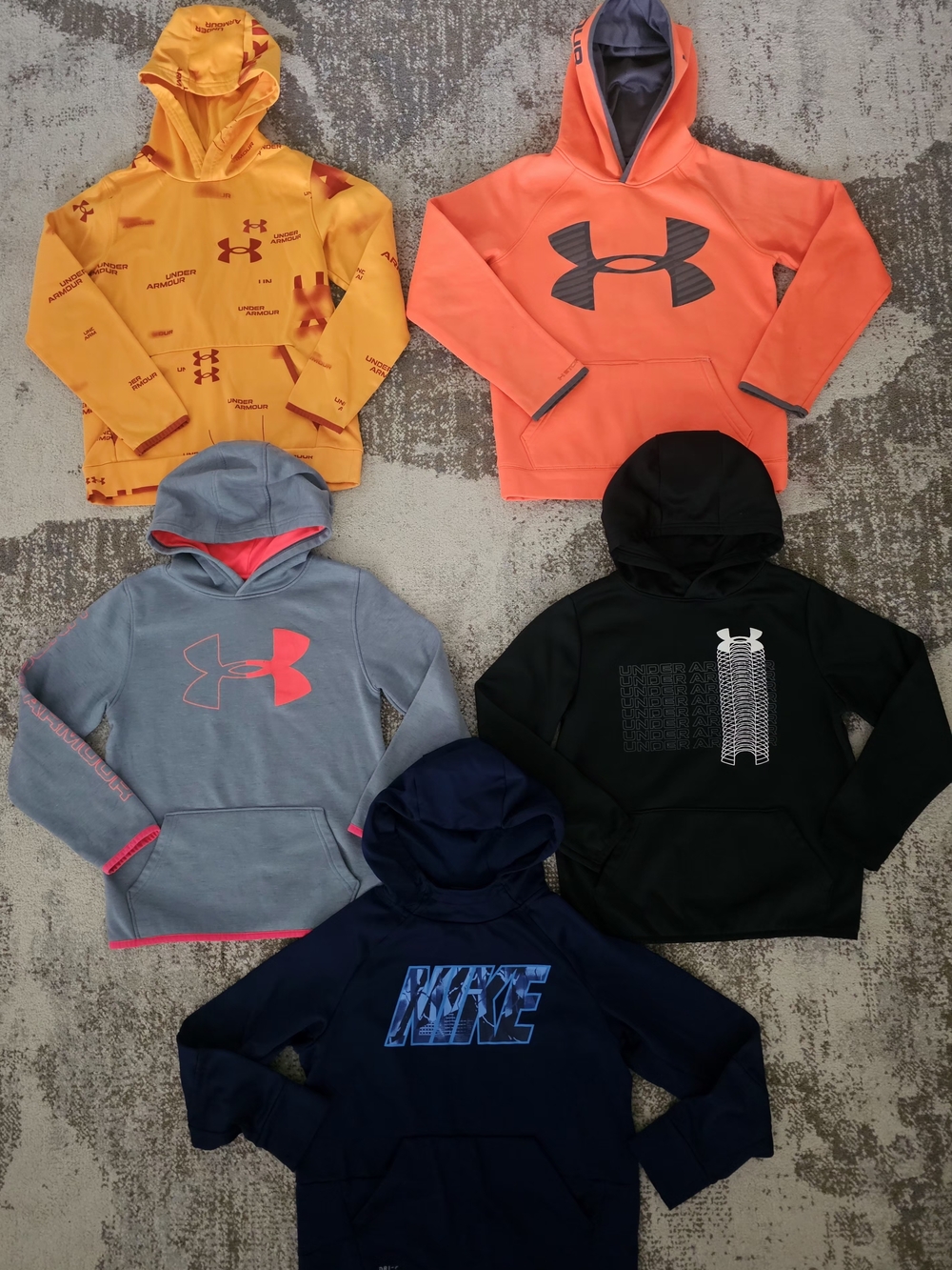 Under Armour & Nike Kids' Hoodie Bundle - Orange, Yellow, Gray, Black, Navy